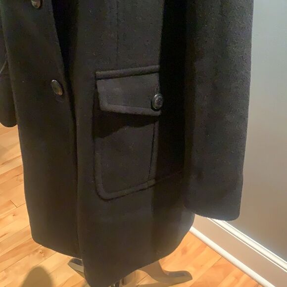 Talbots black wool blend detachable faux fur collar coat, size 14 - Picture 4 of 12